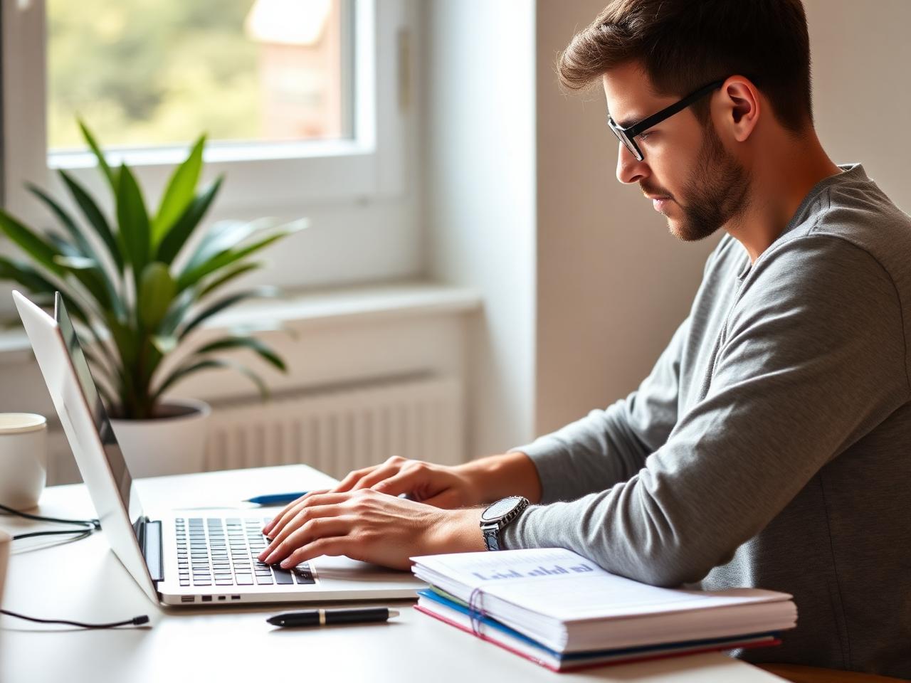 Online student studying on a laptop
